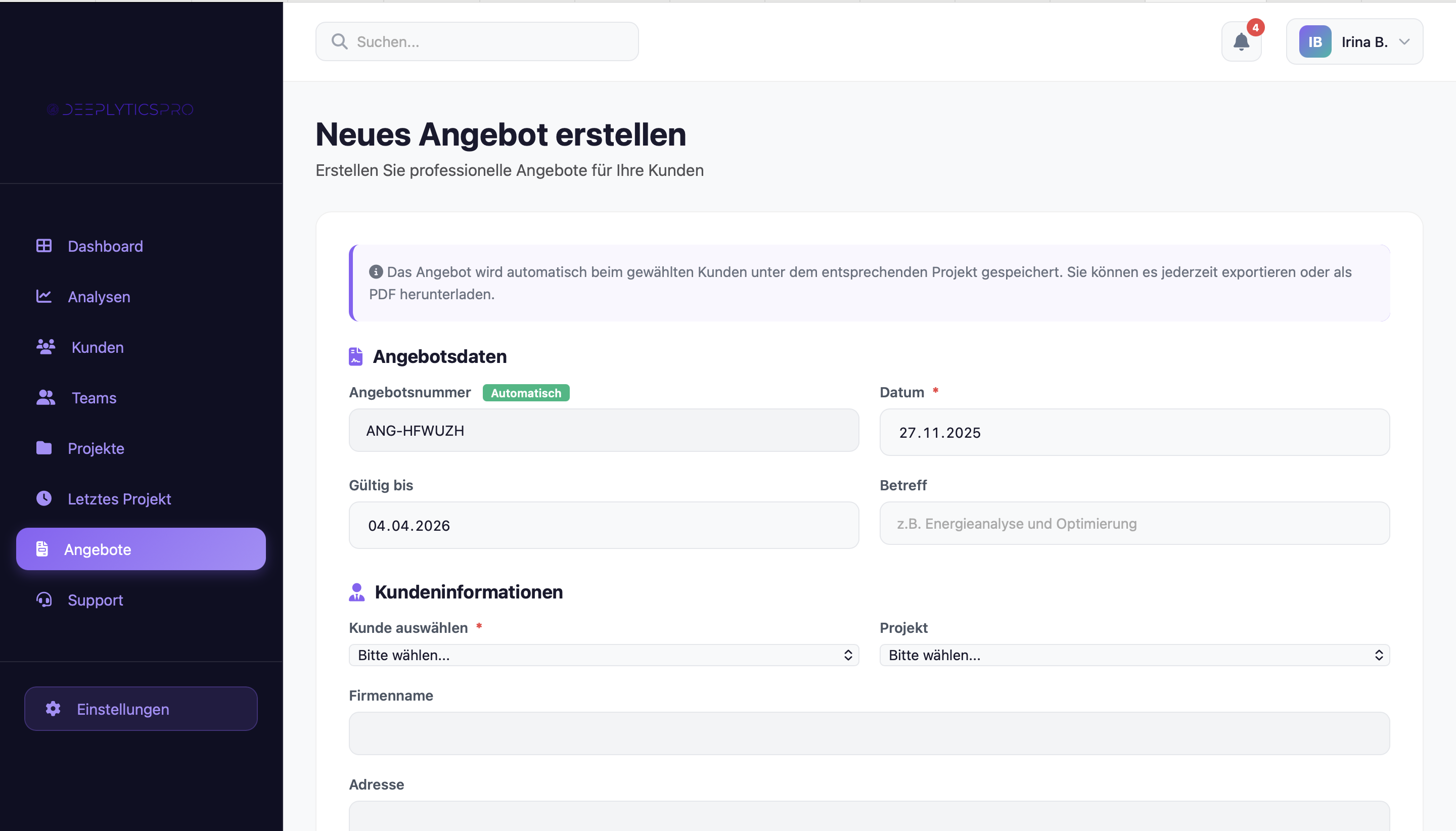 CRM Angebotserstellung